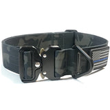1.5 inch Tactical Dog Collar K9 Collar with USA Flag Blue Line Camo Thick Police Service Dog Collar Cobra Buckle multicam black