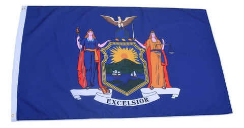 F67 New York State Flag 3'x5' Ft Polyester Wholesale & Bulk Price $2.40 (Premade)