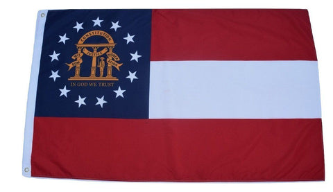 F52 Georgia State flag 3'x5' Ft Polyester Wholesale & Bulk Price $2.40 (Premade)