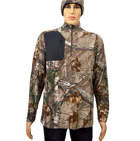 DRI DUCK Realtree Camo Sweater Interval DDX Quarter-Zip Jacket Nano Fleece Nylon Water Proof Pullover (Premade)