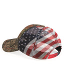 Custom Embroidered Patriotic Camouflage caps with american USA flag Sewn on visor Six Panel RealTree / Mossy Oak Camo Hats No Minimum No Setup Fee