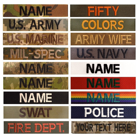 custom name tag black olive drab tan coyote brown navy red white ranger green hunter green foliage gray wolf gray rainbow