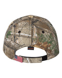 Custom Embroidered Patriotic Camouflage caps with american USA flag Sewn on visor Six Panel RealTree / Mossy Oak Camo Hats No Minimum No Setup Fee