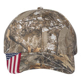 Custom Embroidered Patriotic Camouflage caps with american USA flag Sewn on visor Six Panel RealTree / Mossy Oak Camo Hats No Minimum No Setup Fee