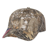 Custom Embroidered Patriotic Camouflage caps with american USA flag Sewn on visor Six Panel RealTree / Mossy Oak Camo Hats No Minimum No Setup Fee