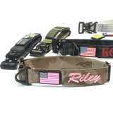 1.5 inch Personalized Tactical Dog Collar Cobra Buckle Custom embroidered K9 Police Service dog Collar with USA Flag Camo Thick Service collar
