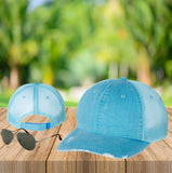 Your Text Custom Embroidered on Unstructured Mesh back Trucker Hat Personalized Word Vintage Distressed Cap No minimum