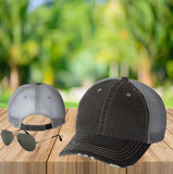 Your Text Custom Embroidered on Unstructured Mesh back Trucker Hat Personalized Word Vintage Distressed Cap No minimum