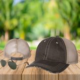 Your Text Custom Embroidered on Unstructured Mesh back Trucker Hat Personalized Word Vintage Distressed Cap No minimum