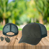 Your Text Custom Embroidered on Unstructured Mesh back Trucker Hat Personalized Word Vintage Distressed Cap No minimum