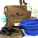 Tactical Dog Walking Bag with Water bottle holder, Cross-Body Shoulder Training Bag with Treat Pouch, Waterproof Lining, Poop bag dispenser (Premade)