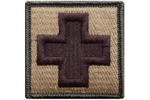 V38 Tactical Medic Emergency Medical Cross patch Multi-Tan Multicam Multitan Coyote brown 2"x2" hook fastener *Made in USA* - Bullrun Flag Embroidery