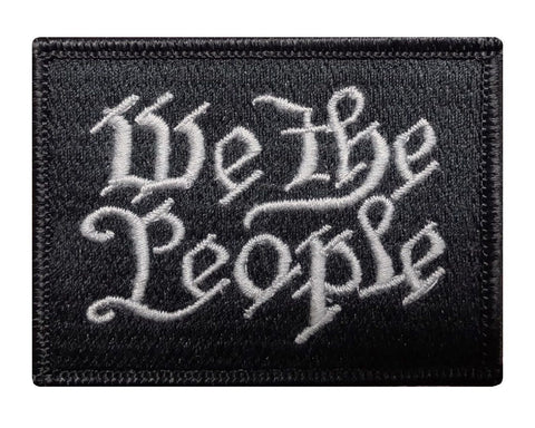 V51 Tactical We The People Patch Subdued Black & white Gray Silver 2"x3" Hook & loop Back *Made in USA* - Bullrun Flag Embroidery