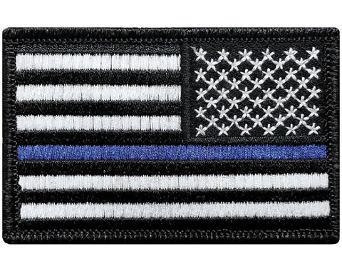 V57 Tactical Thin Blue line Reverse USA flag for Law Enforcement  Police Black 2"x3" hook fastener *Made in USA* - Bullrun Flag Embroidery