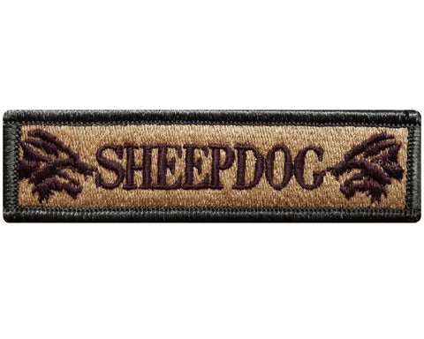 V116 Tactical Sheepdog patch Multi- Tan 1"x3.75" Hook Fastener Backing sheep dog wolf *Made in USA* - Bullrun Flag Embroidery