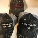 Your Text Custom Embroidered on Unstructured Mesh back Trucker Hat Personalized Word Vintage Distressed Cap No minimum