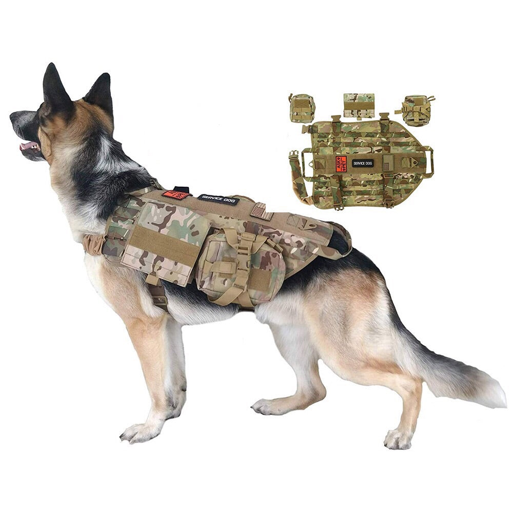 military working dog gear Tactical Dog Vest Military molle Vest with pouches (Premade) – Bullrunflag.com