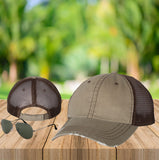 Your Text Custom Embroidered on Unstructured Mesh back Trucker Hat Personalized Word Vintage Distressed Cap No minimum