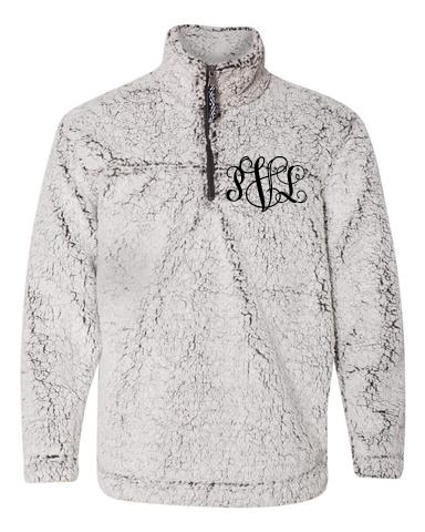 monogram sherpa pullover