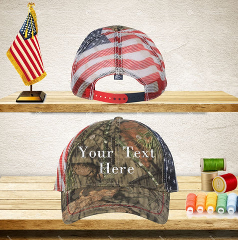 Your Text Custom Embroidered Personalized Patriotic Camouflage caps with american USA flag Camo Mesh Baseball Hunting Hats No Minimum