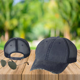 Your Text Custom Embroidered on Unstructured Mesh back Trucker Hat Personalized Word Vintage Distressed Cap No minimum