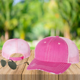 Your Text Custom Embroidered on Unstructured Mesh back Trucker Hat Personalized Word Vintage Distressed Cap No minimum