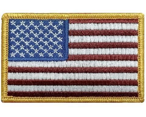 V4 USA flag Patch hook fastener Back (Gold Boarder Red White Blue) (Premade)