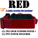 Red_ 2" Tactical E collar for Training systems with personalized patch and handle compatible with most Dogtra, Garmin & E-Collar Technologies receivers