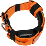 orange GPS tracking ecollar for garmin & dogtra receivers with personalized patch, handle, quick release metal buckle and airtag holder for hunting dogs