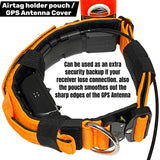 orange GPS tracking ecollar for garmin & dogtra receivers with personalized patch, handle, quick release metal buckle and airtag holder for hunting dogs