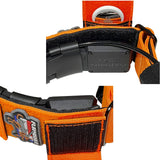 orange GPS tracking ecollar for garmin & dogtra receivers with personalized patch, handle, quick release metal buckle and airtag holder for hunting dogs