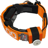 orange GPS tracking ecollar for garmin & dogtra receivers with personalized patch, handle, quick release metal buckle and airtag holder for hunting dogs