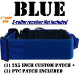 Blue_ 2" Tactical E collar for Training systems with personalized patch and handle compatible with most Dogtra, Garmin & E-Collar Technologies receivers