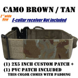 Camo_Brown_ 2" Tactical E collar for Training systems with personalized patch and handle compatible with most Dogtra, Garmin & E-Collar Technologies receivers