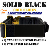 Solid_black_ 2" Tactical E collar for Training systems with personalized patch and handle compatible with most Dogtra, Garmin & E-Collar Technologies receivers
