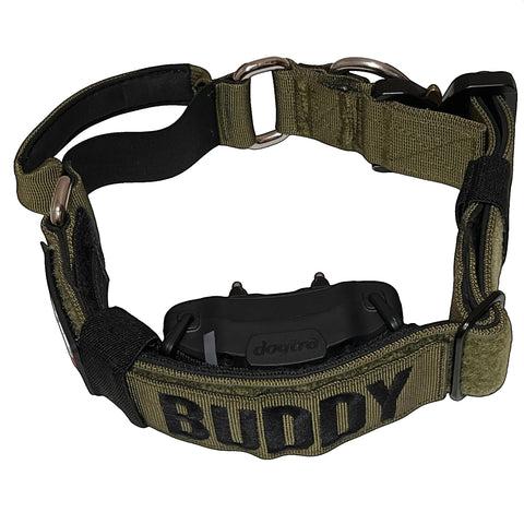 tactical-elastic-e-collar-with-quick-release-buckle-handle-and-custom-patch