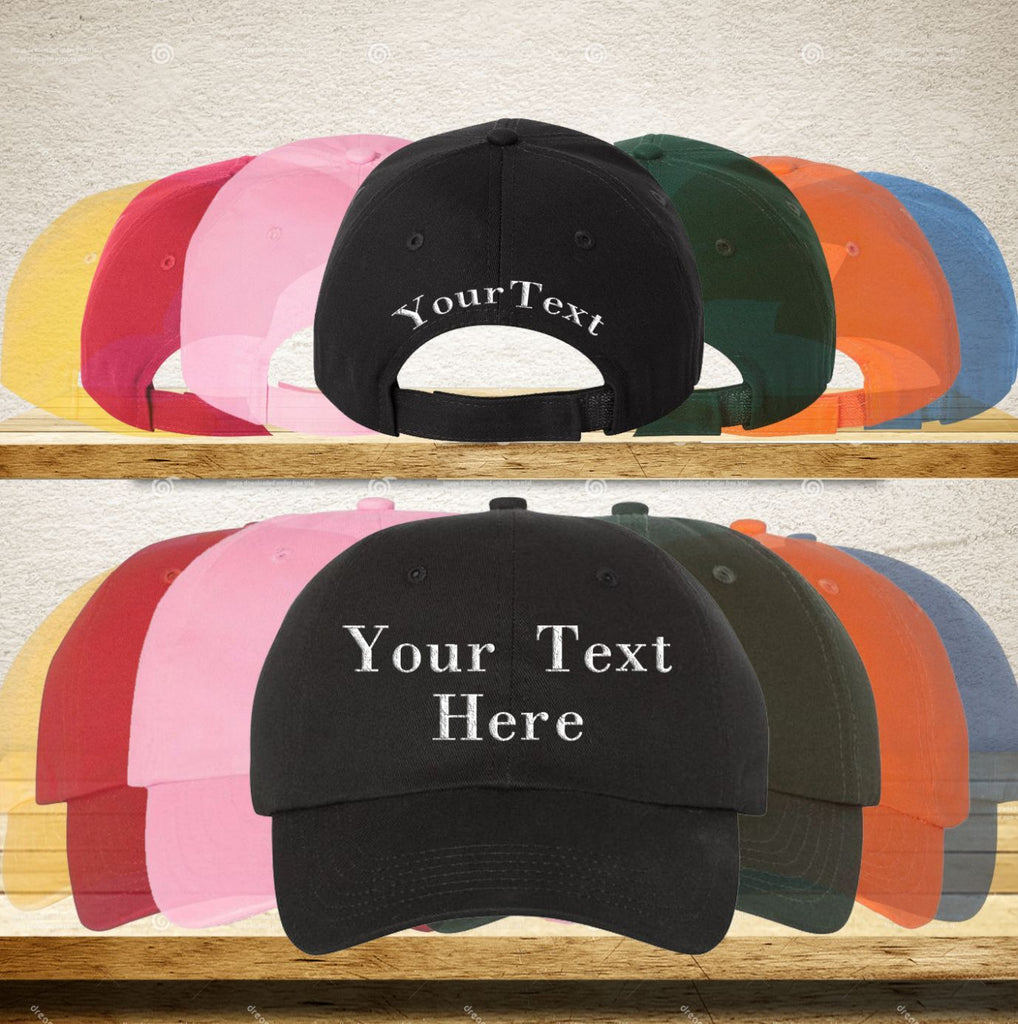 Your Text Embroidered Custom Hats 100% Cotton Personalized Six Panel S –  Bullrunflag.com