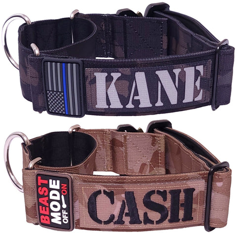 1.5 personalized Tactical dog collar with Handle & AirTag holder opti –