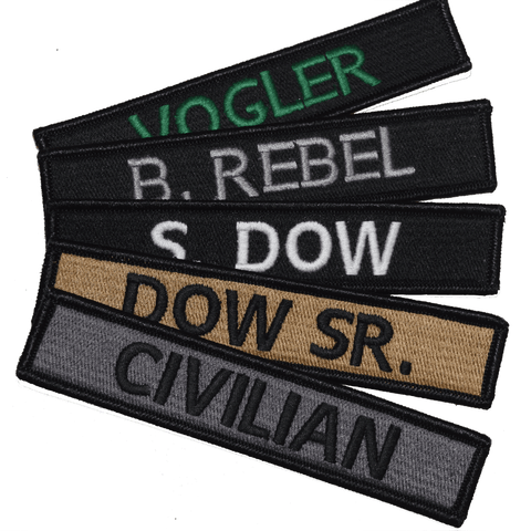 5inch-Custom Military Name Tape Tactical Patch - Hook Fastener/ Iron-on sew 100 colors_Made in USA - Bullrun Flag Embroidery <img src="{{ product.featured_image | img_url: 'grande' }}">
