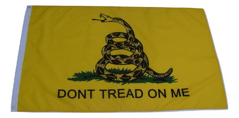 F77 Gadsden Flag Don't Tread On Me Yellow color 3'x5' Ft Polyester Wholesale & Bulk Price $2.40 (Premade)