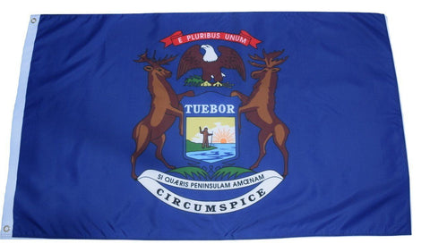 F57 Michigan State Flag 3'x5' Ft Polyester Wholesale & Bulk Price $2.40 (Premade)