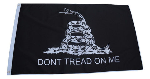 F83 Gadsden Flag Don't tread on me (black) 3'x5' Ft Polyester Wholesale & Bulk Price $2.40 (Premade)