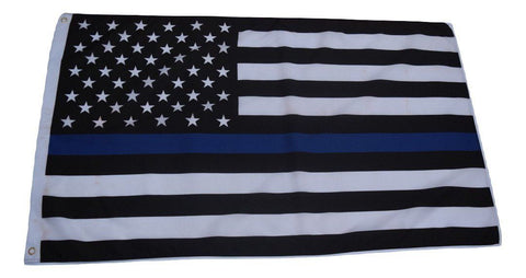 F75 Thin Blue Line American flag 3'x5' Ft Polyester Wholesale & Bulk Price $2.40 (Premade)