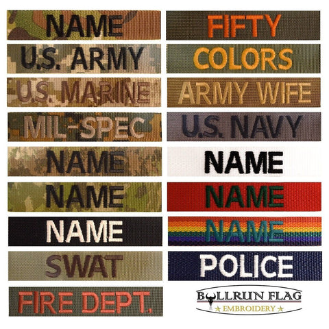 Black Multicam Flag Custom Name Tape Patch Hook And Loop