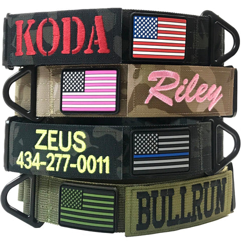 personalized Tactical dog collar with Handle AirTag holder