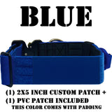 blue tactical dog collar with name and handle