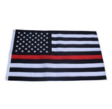 F04 Thin Red Line Firefighter Flag Embroidered Stars Sewn Stripes 2 Brass Grommets 3x5 Ft American Heavy Duty Nylon USA Red Lives Matter Black White 210 D (Premade)