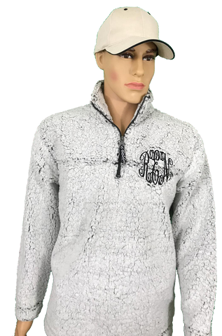 Womens Monogrammed Sherpa Zipper Pullover Jacket-personalized