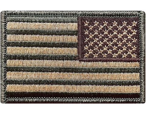 V11 Reversed Tactical USA flag patch 2"x3" Hook Fastener Backing Multi Tan Multicam *Made IN USA* - Bullrun Flag Embroidery