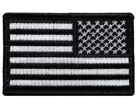 V18 Reverse Tactical USA flag patch 2"x3" Hook Fastener Black&White *Made In USA* - Bullrun Flag Embroidery